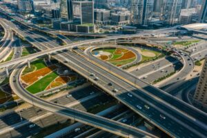Capital Smart City Islamabad M2 motorway highway interchange aerial view